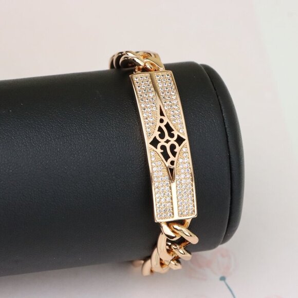 "Rose Gold Bracelet with Diamond Cutout Plate, XPBL0951 - Picture 9 of 12